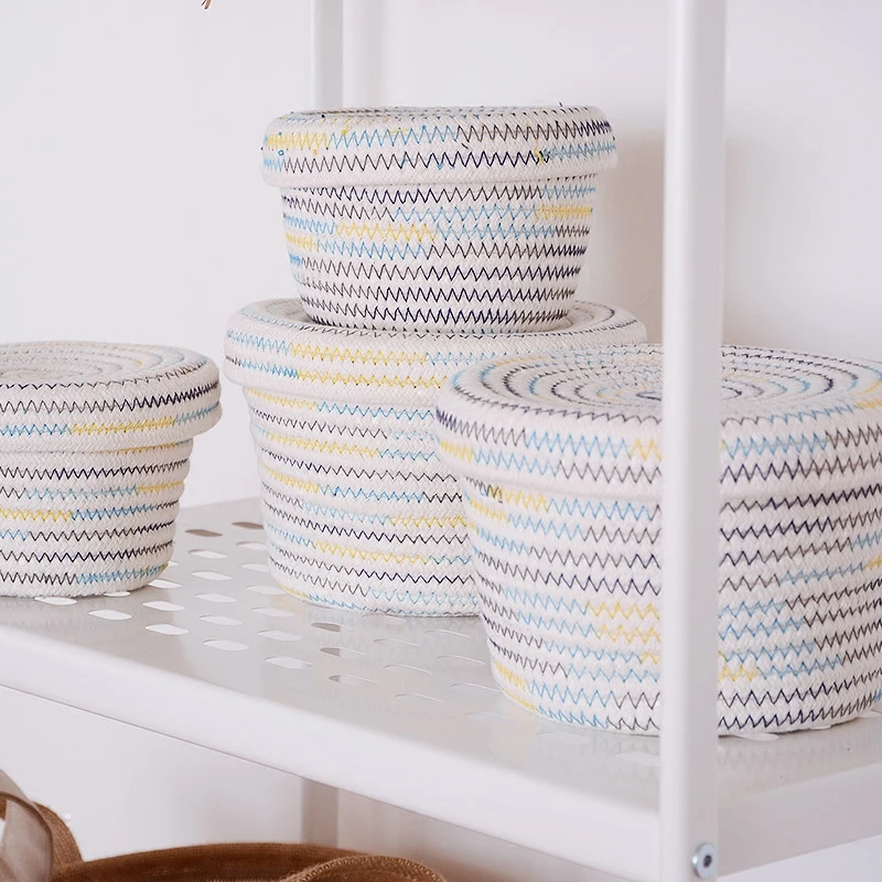 Корзина для хранения хлопковой нити в японском стиле с крышкой многоцелевой ящик