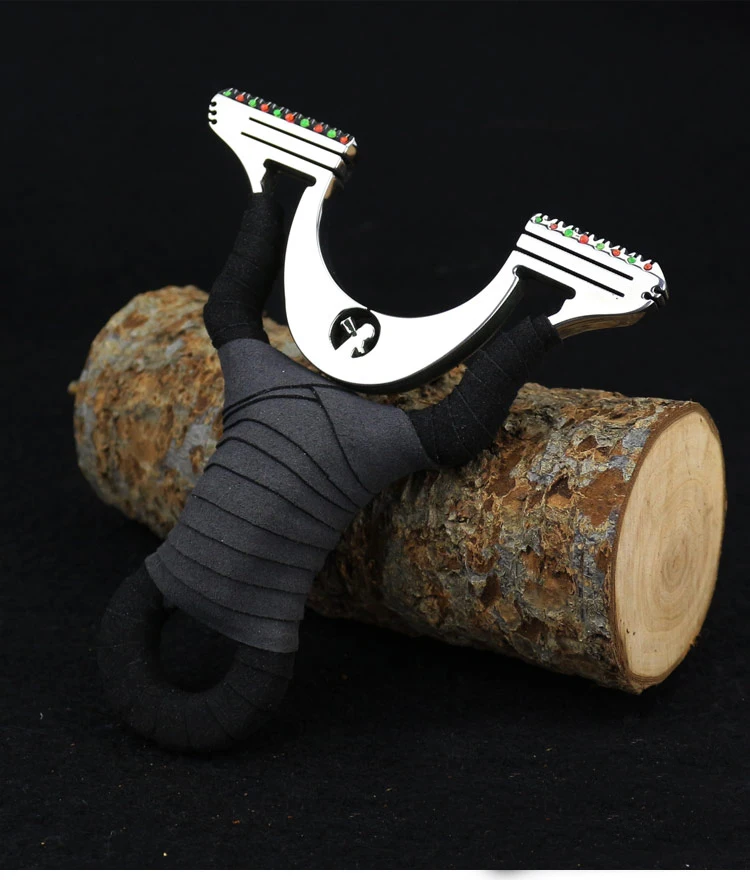 

Outdoor shooting shooting with flat rubber band classic version stainless steel slingshot high speed catapult professional sling