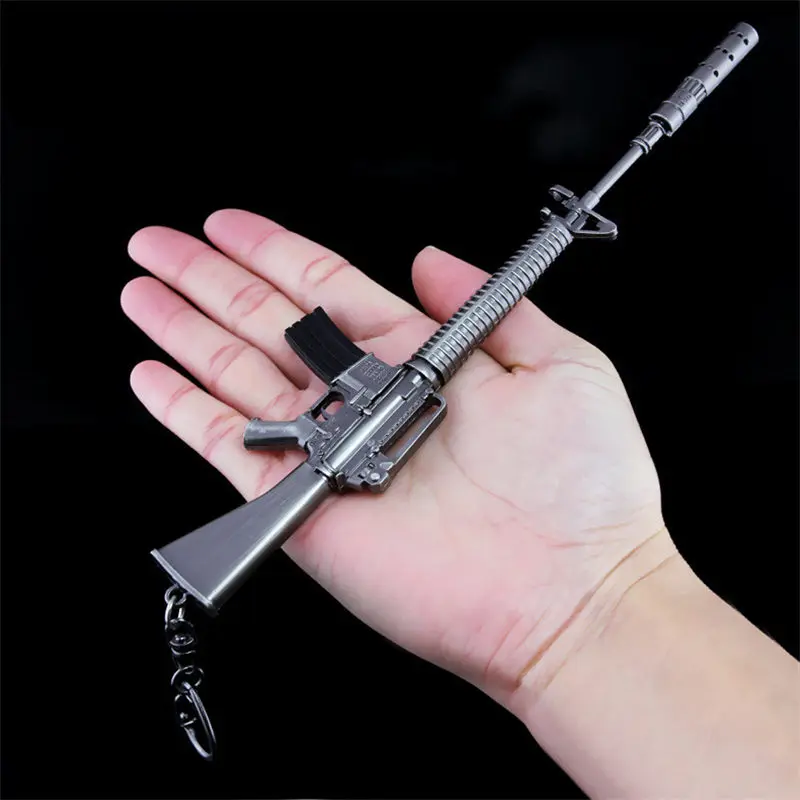 6PCS M16A4 Игры PUBG Playerunknown's боя Косплэй реквизит 18 Стиль снайперская винтовка пистолет кожы металльный брелок подвесные игрушки 6 шт./компл - Цвет: 6PCS M16A4