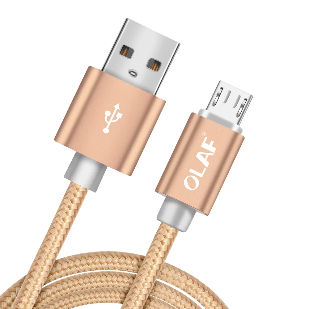 Gold Олаф нейлоновый Кабель Micro-USB в оплетке 1 м/2 м/3 м/1,5 м/0,25 м Синхронизация данных USB кабель зарядного устройства для samsung huawei xiaomi Android телефонный кабель - Цвет: Gold