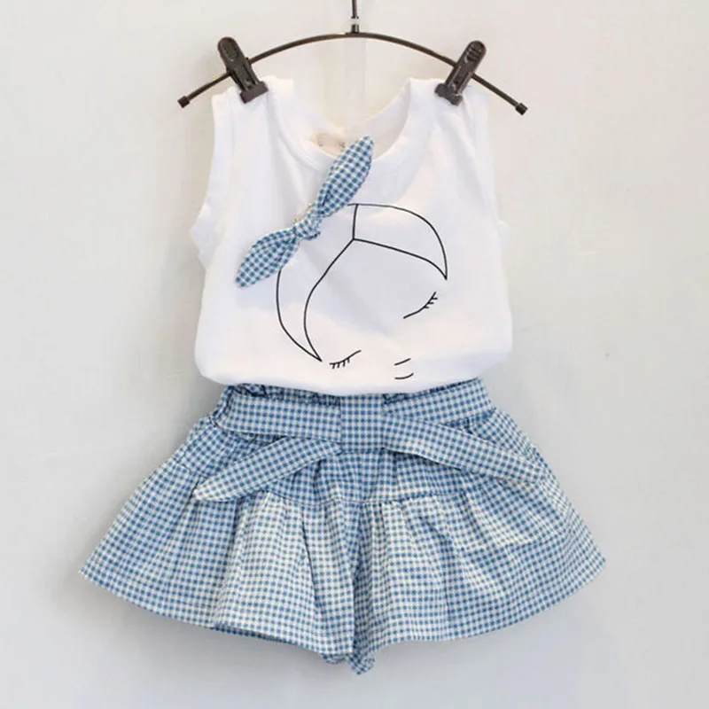 Menoea Girls Clothing Sets Brand Summer Casual Kids Clothing Sets Flower Embroidery T-shirt+Solid Shorts 2Pcs Girls Suit