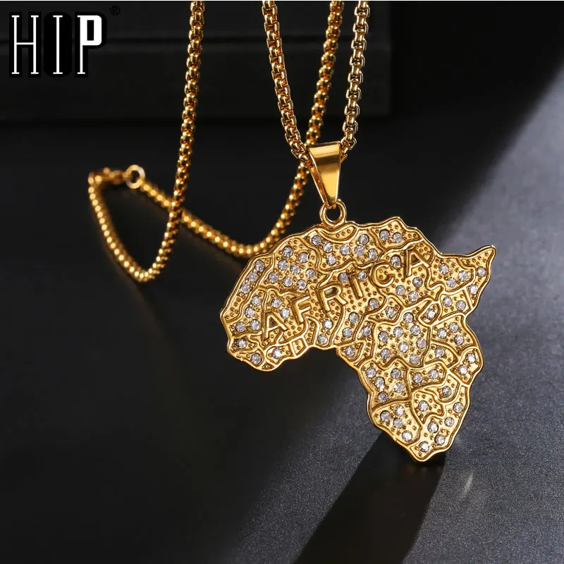 В стиле хип-хоп реперские кепки CZ камень Bling льдом Карта Африки Кулоны из