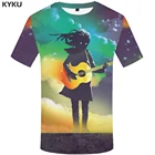 Мужская футболка с принтом черепа KYKU, разноцветная Повседневная футболка с коротким рукавом и 3D-принтом, лето