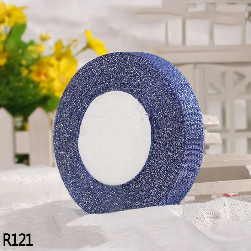 R121 25 ярдов 22 м 1 ''ручной работы Серебристые Металлические блестящие ленты для рукоделия швейная ткань для рождественской вечеринки свадебные принадлежности подарочная упаковка - Цвет: R121