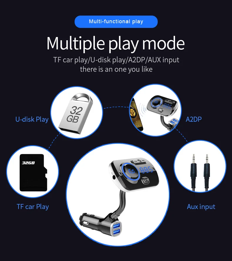 Fm-передатчик модулятор Aux Bluetooth 5,0 Handsfree автомобильный комплект QC3.0 быстрое зарядное устройство двойной USB Поддержка SiRi TF карта для двух устройств