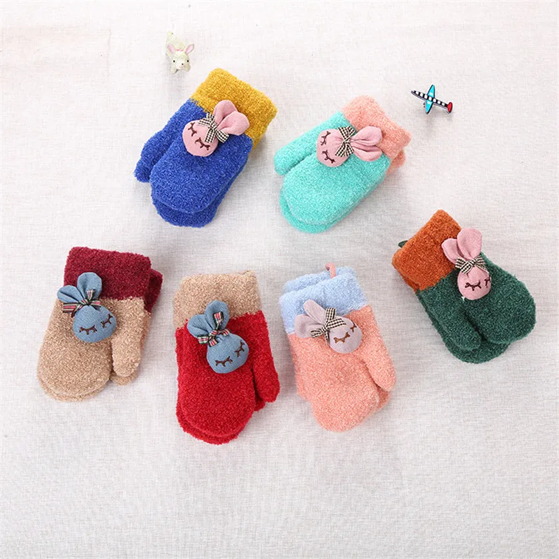 1 пара милый мультяшный маленький кролик уплотненный теплый хлопок для маленьких