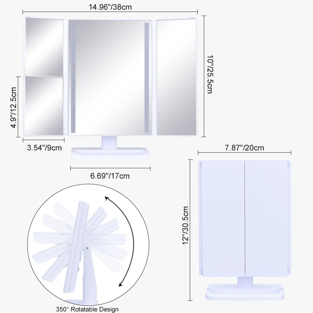 Светодиодный GLE высокое качество вращение сенсорный экран макияж зеркало