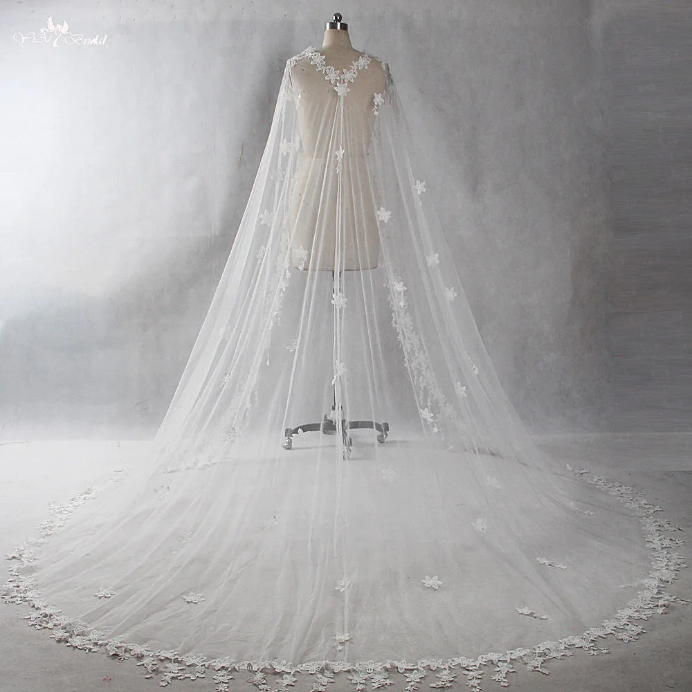 RSV53 реальные фотографии Yiaibridal слоновая кость длинная шаль кружевная Свадебная