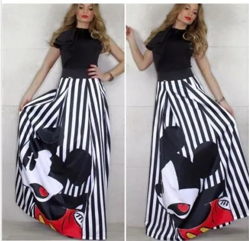 stripe skirt ATKULLQZ Модная элегантная женская юбка в полоску с мышкой стиль Женская юбка Изысканная одежда длинная юбка - Цвет: stripe skirt