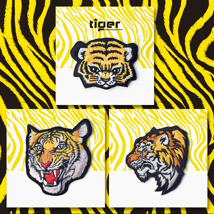

1Pcs Embroidered Cloth Patches Tiger Iron on Sew on Stickers DIY Patch for Clothing Tigers Patch Animal Beast Appliqued Badges