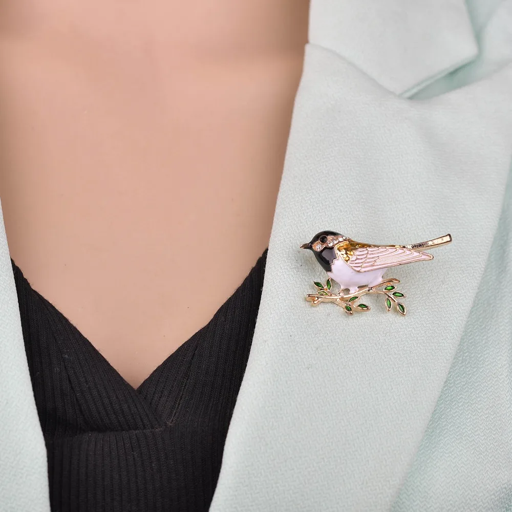 MissCyCy горный хрусталь Иволга птица Броши для женщин мода эмаль брошь булавки