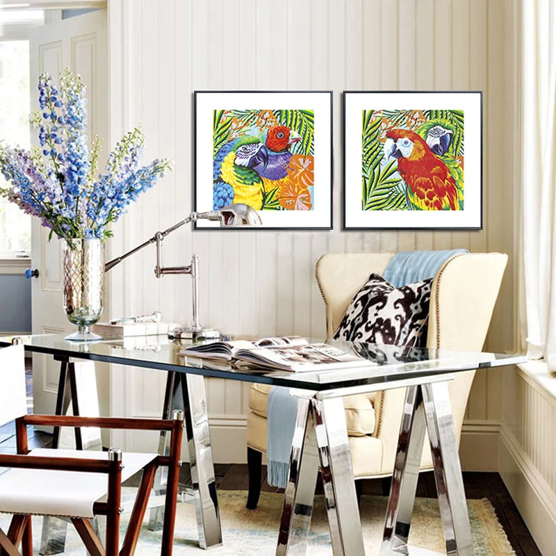 Современные яркие попугаи классический изысканный фрески площадь Книги по