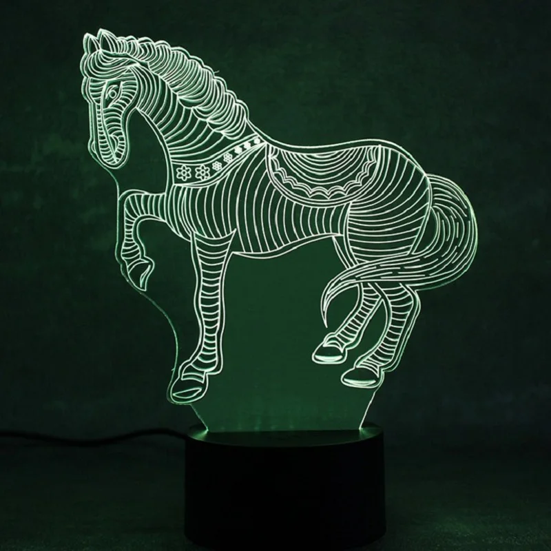 3D ночсветильник декоративная настольная лампа с животными оптической иллюзией 7