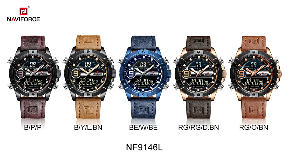 Топ люксовый бренд NAVIFORCE мужские спортивные часы мужские кварцевые цифровые часы мужские модные кожаные водонепроницаемые часы Relogio Masculino