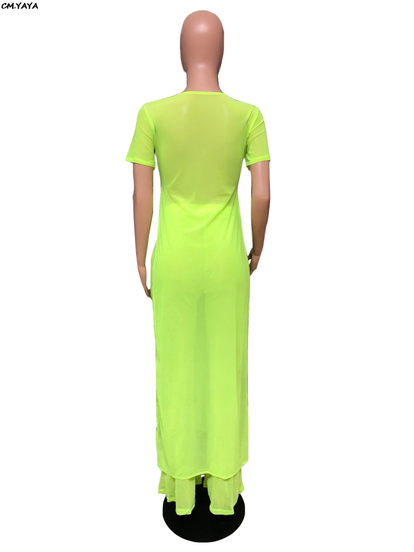 Женский сетчатый костюм с коротким рукавом прямой топ длинными рукавами