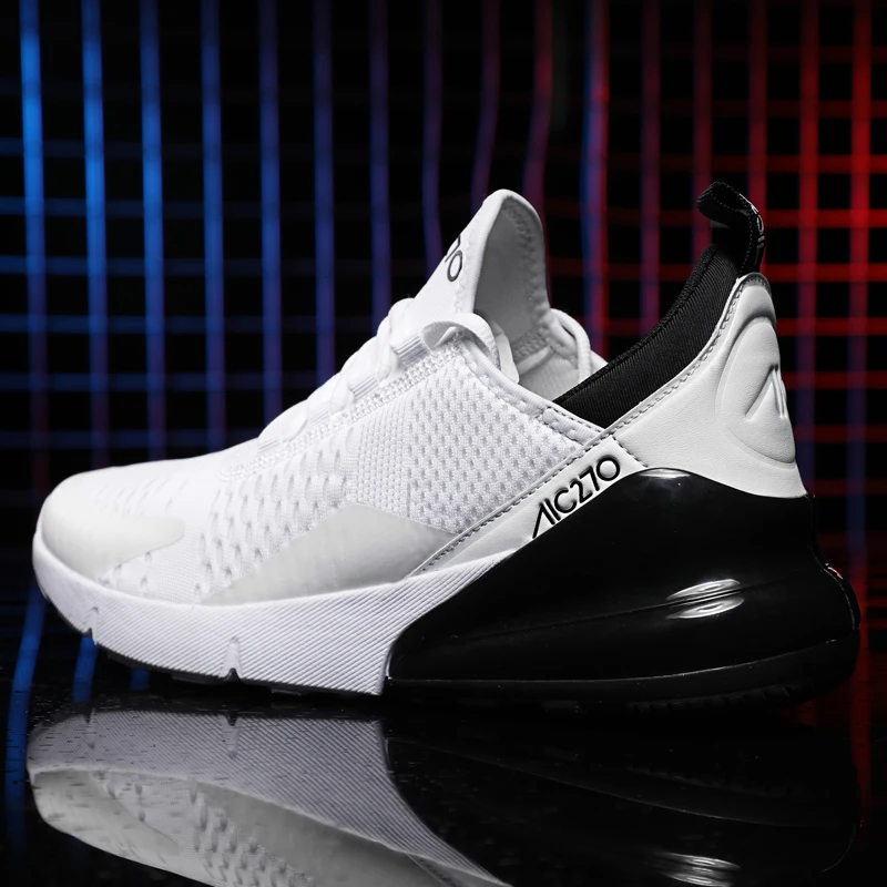 White 270 Новинка; дышащая Спортивная обувь; мягкие беговые кроссовки для мужчин и женщин; уличные мужские спортивные кроссовки для бега; кроссовки для спортзала; большие размеры - Цвет: White 270