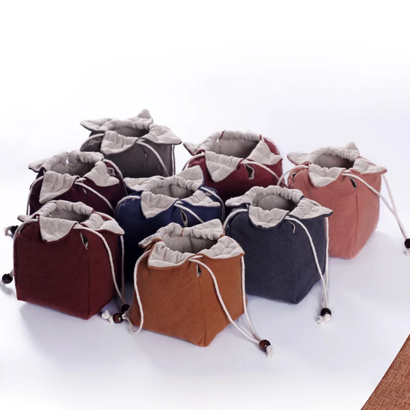 Японская льняная портативная дорожная сумка для хранения чайный набор пакет из