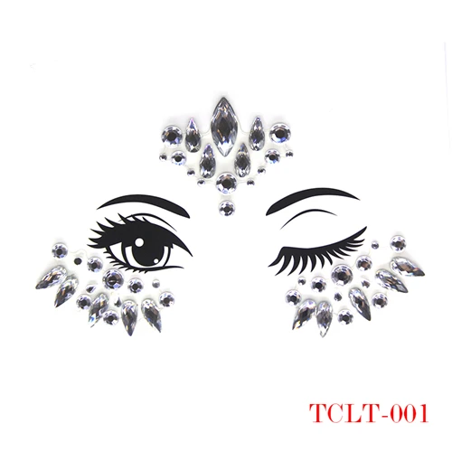 TCLT-001 1PCS 24 стиля клейкий липкий стикер для драгоценных камней Макияж Лицо Boob кристалл драгоценности фестиваль драгоценные камни вечерние наклейки для макияжа s лицо драгоценные камни для тела - Цвет: TCLT-001 1PCS