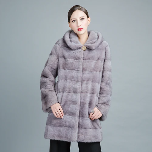 Silver blue HDHOHR женские шубы из натурального меха норки шубы модные толстые теплые зимние меховые куртки верхняя одежда длинная меховая парка для женщин - Цвет: Silver blue