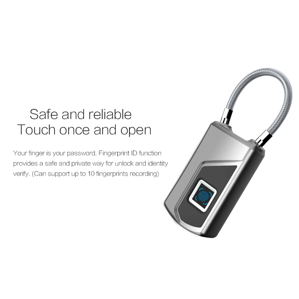 USB Перезаряжаемый смарт-замок без ключа с отпечатком пальца IP66 водонепроницаемый Противоугонный замок для безопасности двери чехол для багажа Замок