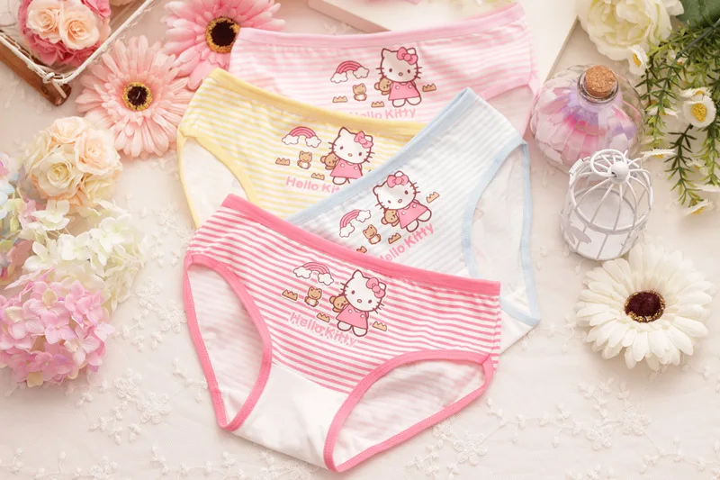 4 шт трусы для девочек детские с рисунком малышей Рисунок Hello Kitty хлопковые От 1 до 9