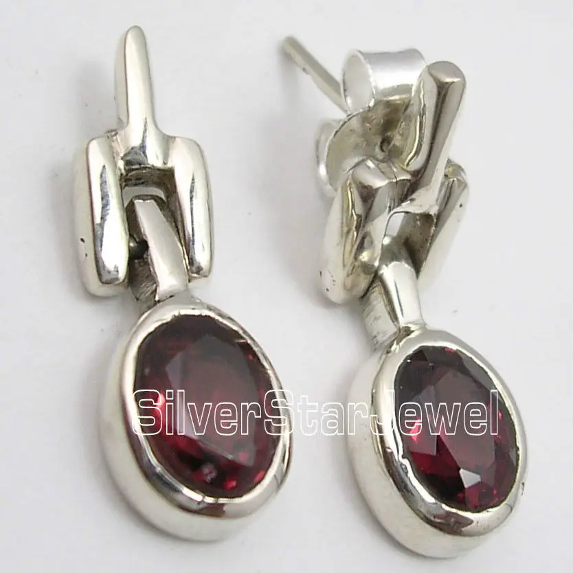 Серебро натуральный гранат s серьги 2.1CM1 пара сережек религиозные украшения вариации