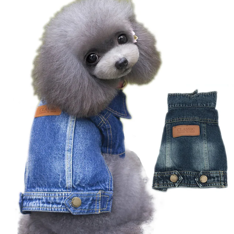 Джинсовая куртка для домашних животных собак кошек пальто лаконичная одежда
