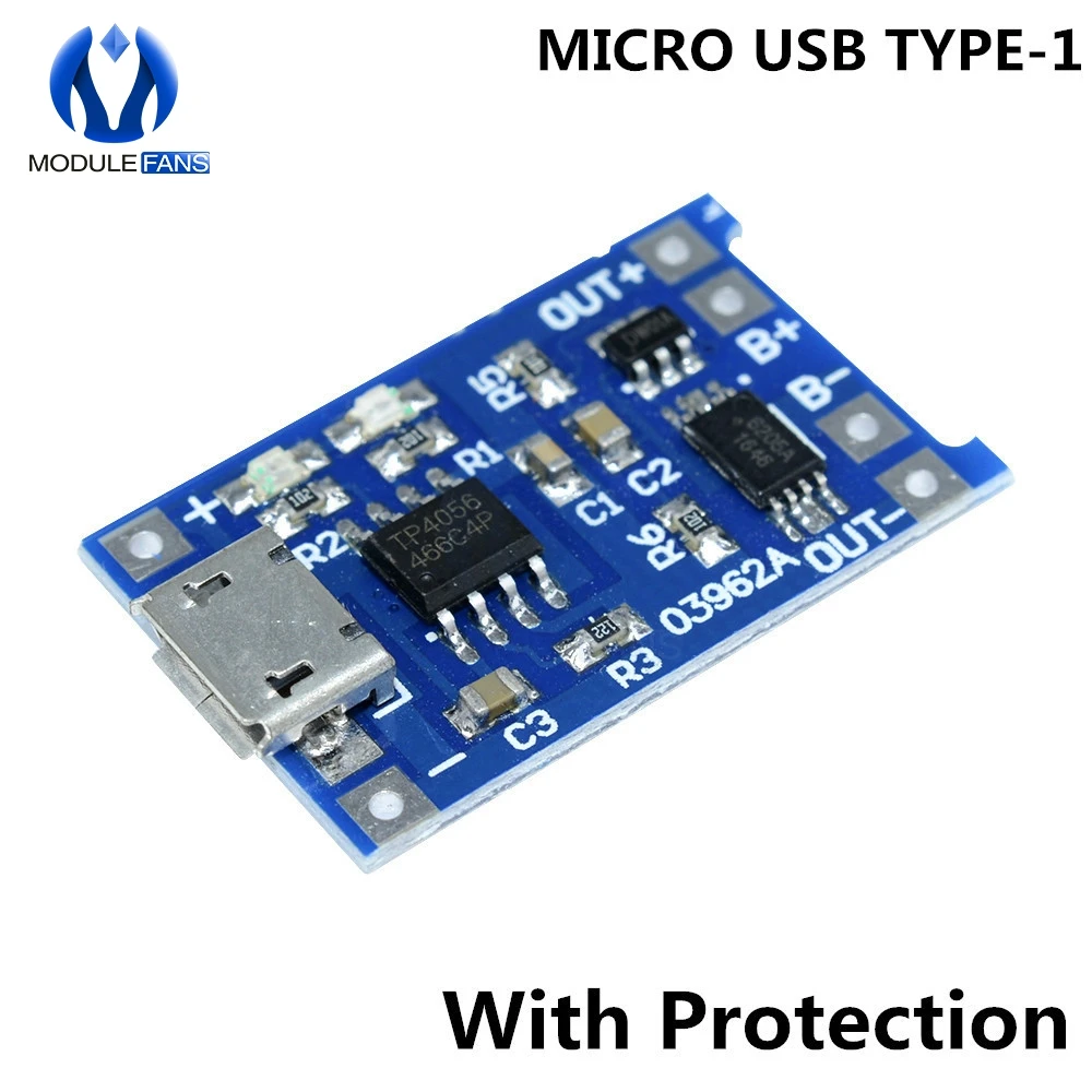 Micro USB 1 5 шт./компл. type-c/Micro/Mini USB 5V 1A 18650 TP4056 модуль зарядного устройства литиевой батареи зарядная плата двойной функции 1A li-ion - Цвет: Micro USB 1