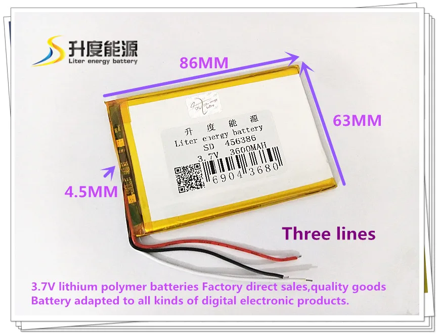 3 7 V 3600mAH 456386 полимер литий ионный/литий ионный аккумулятор для планшетного ПК