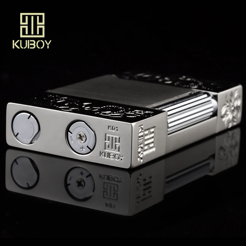 Высококачественная брендовая газовая зажигалка KUBOY белая матовая никелевая металлическая ветрозащитная зажигалка Мужские деловые подарки Lighters-ki-34