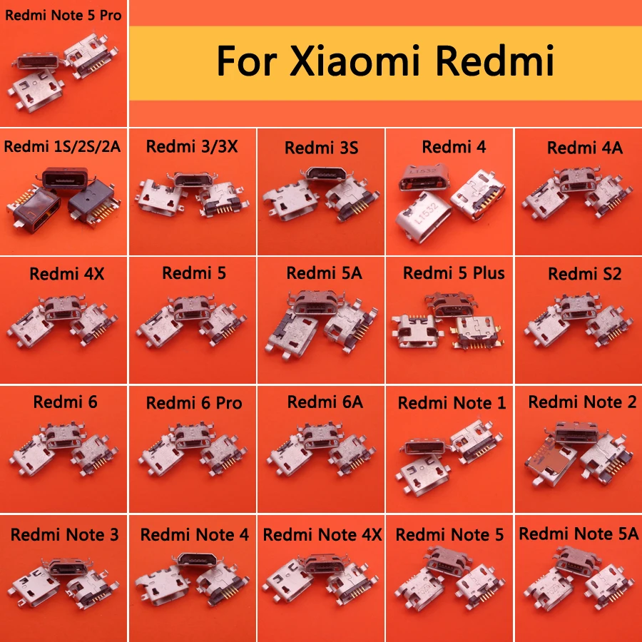 21 модель для Xiaomi Redmi 1S 2S 2A 3 3X 3S 4 4A 4X 5 5A PLUS S2 6 PRO NOTE1 2 Micro USB разъем зарядки