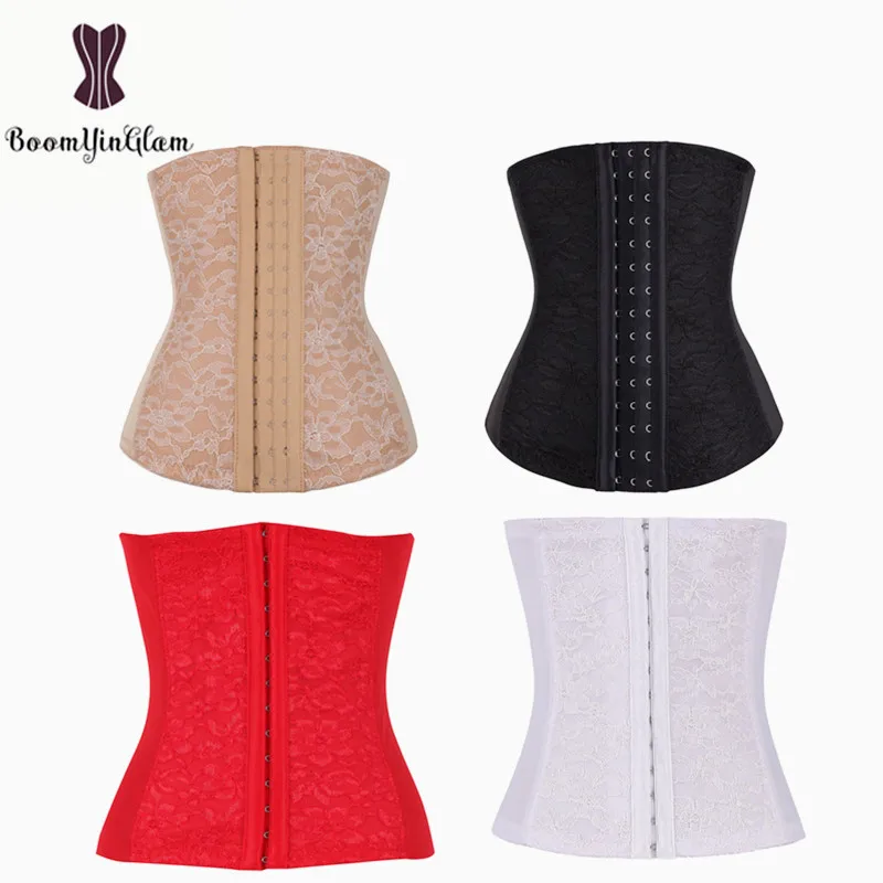 

Plus Size Women's 3-Column Hook Waist Training Cincher Shaper Floral Lace Up Boned Underbust Corset 884#