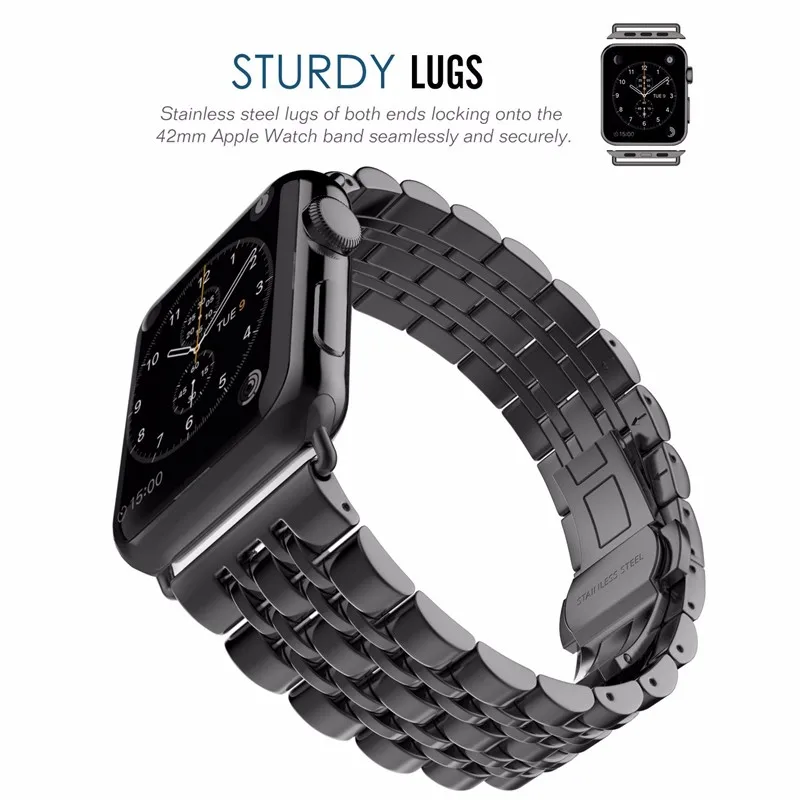 Ремешок для apple watch band 44 мм 40 мм apple watch 5 4 3 iwatch band 42 мм/38 мм correa из нержавеющей стали pulseira Butterfly ремешок для часов