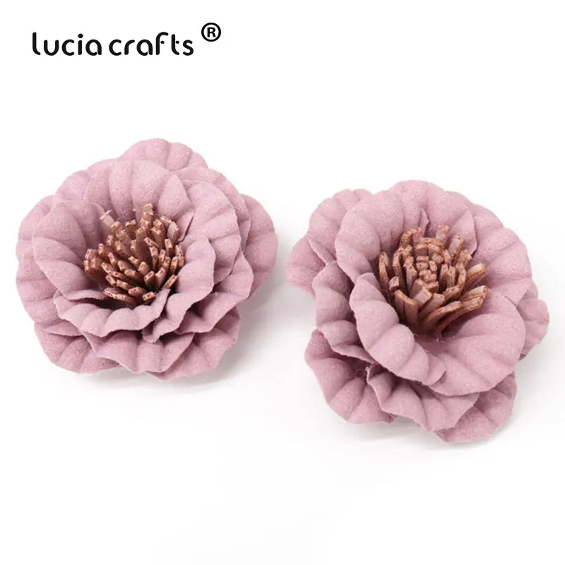 Lucia crafts 5 шт/6 шт искусственная кожа Цветок голова свадебное украшение DIY Скрапбукинг головной убор ремесло поддельные цветы B0207