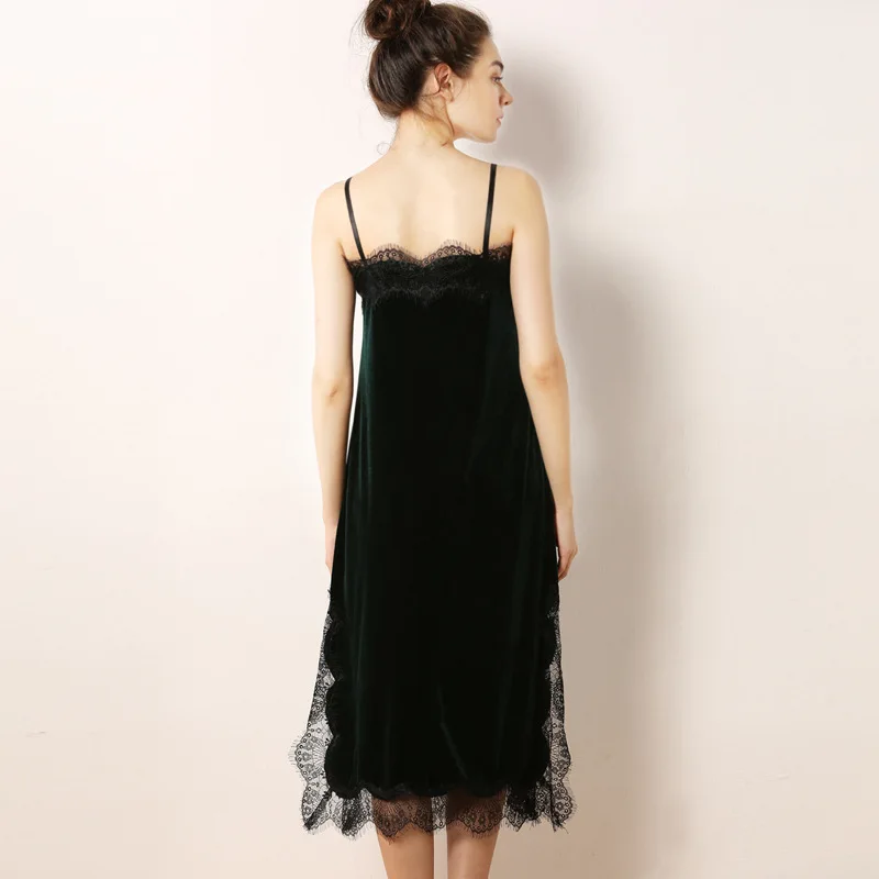 Новые золотые бархатные Спагетти ремень Длинные спальные юбки сексуальные