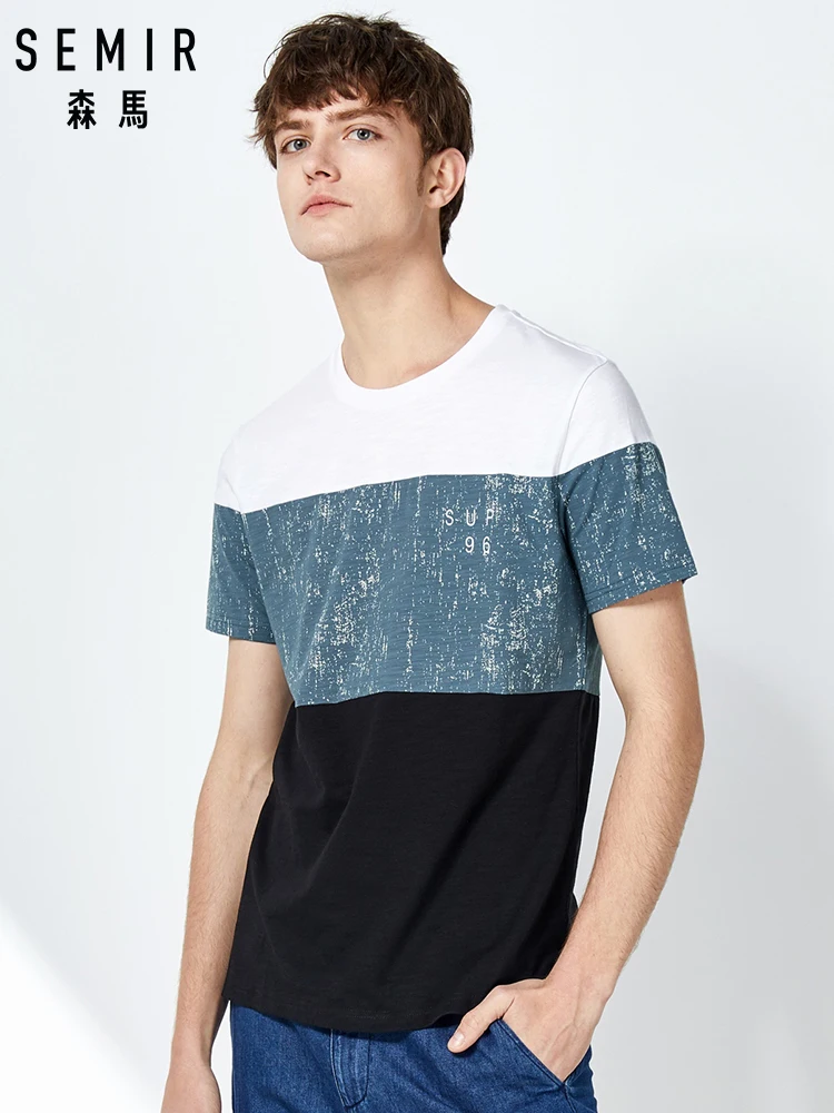 SEMIR Летняя мужская футболка с коротким рукавом круглым вырезом цветной вышивкой