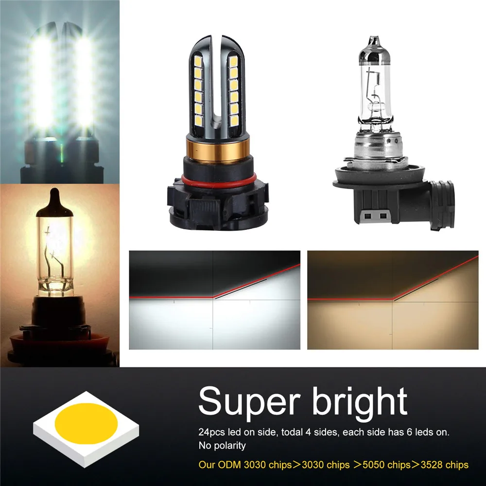 

H8 H11 светодиодные лампы HB4 9006 HB3 9005 Противотуманные фары дальнего света Светодиодный Противотуманные фары 5202 лм 12В-24В авто 6000 К белый