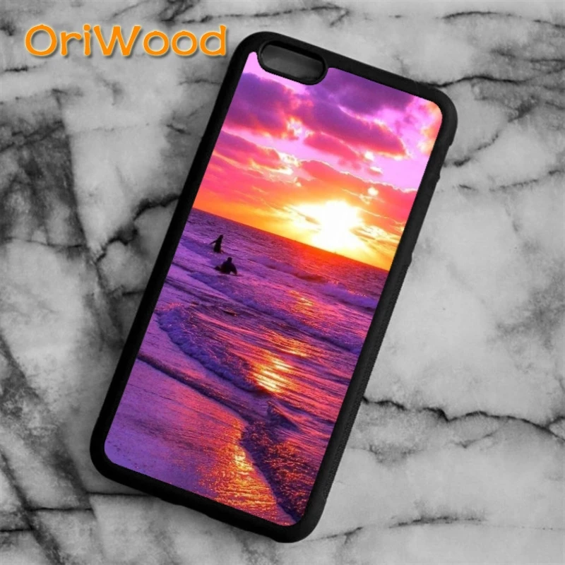 Розовый фиолетовый чехол OriWood Sunrise для iPhone 6s 7 8 plus X XR XS 11 12 pro max Samsung Galaxy S8 S9 S10|cover for
