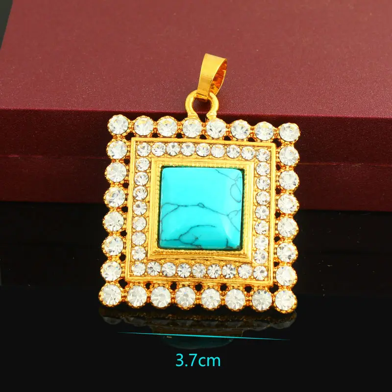 Новое ожерелье с подвеской из эфиопского золота и синего камня ювелирные изделия