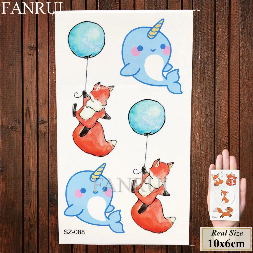 ASZ088 FANRUI, черная точка, линия, эскиз, татуировки, временные, для женщин, тело, рука, геометрические, поддельные, купить, татуировки, наклейки для мужчин, волк, лиса, водостойкие татуировки - Цвет: ASZ088
