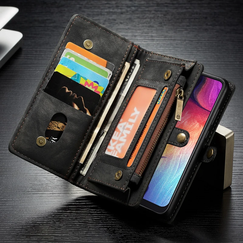 Luxury Retro Wallet Leather Case For Samsung Galaxy A70 A50 A40 A30 A20 Multi-function Card Slot Holder A50/A40/A70 | Мобильные
