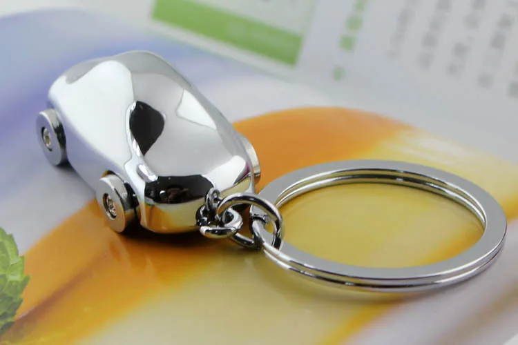 Полированный хром серебро Классический 3D модель автомобиля брелок кольцо Брелок