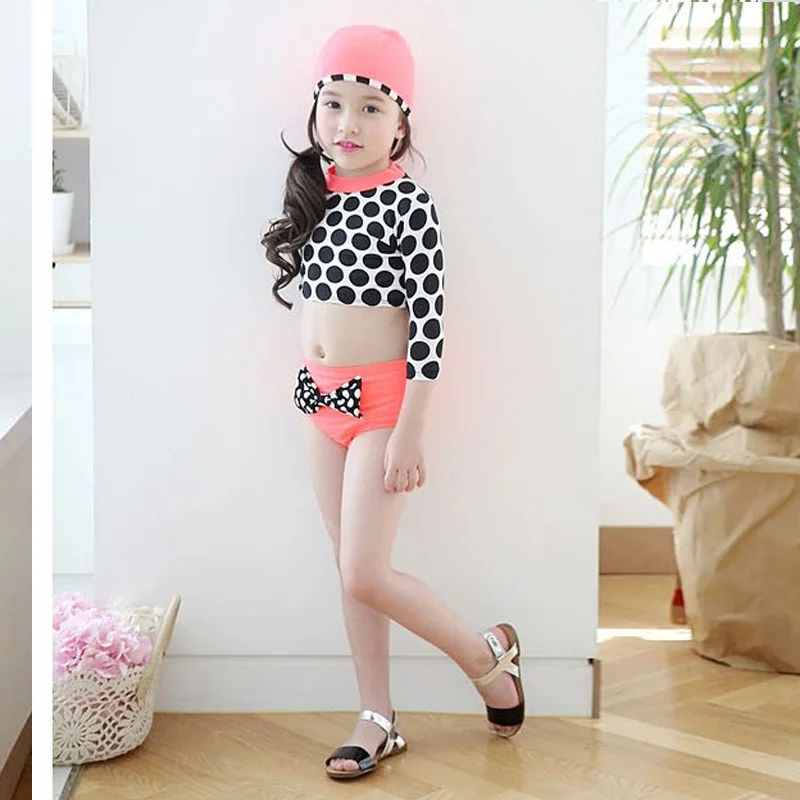 Купальник 2016 для детей милое поступление розовый комплект из трех предметов с