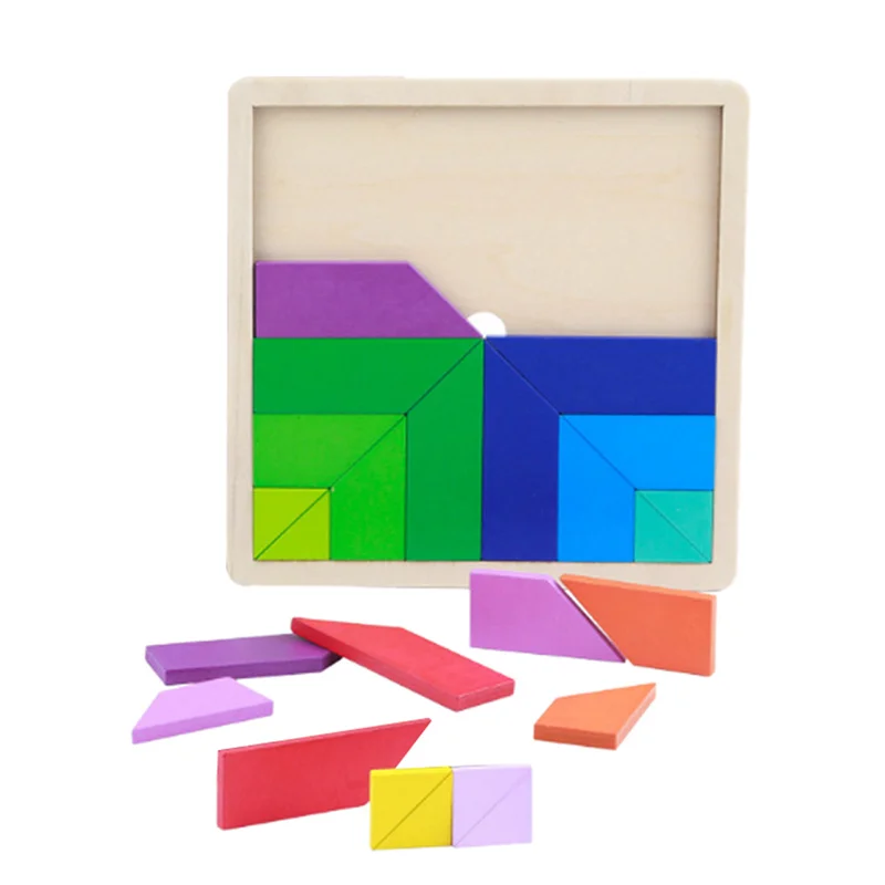 Деревянная Танграм головоломка 3D игрушка тетрис Дошкольное образование