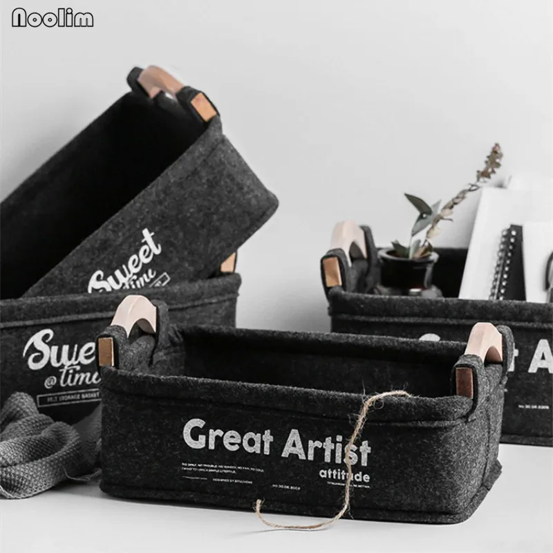 Корзина для хранения из войлока NOOLIM с ручкой складная корзина конфет и ткани