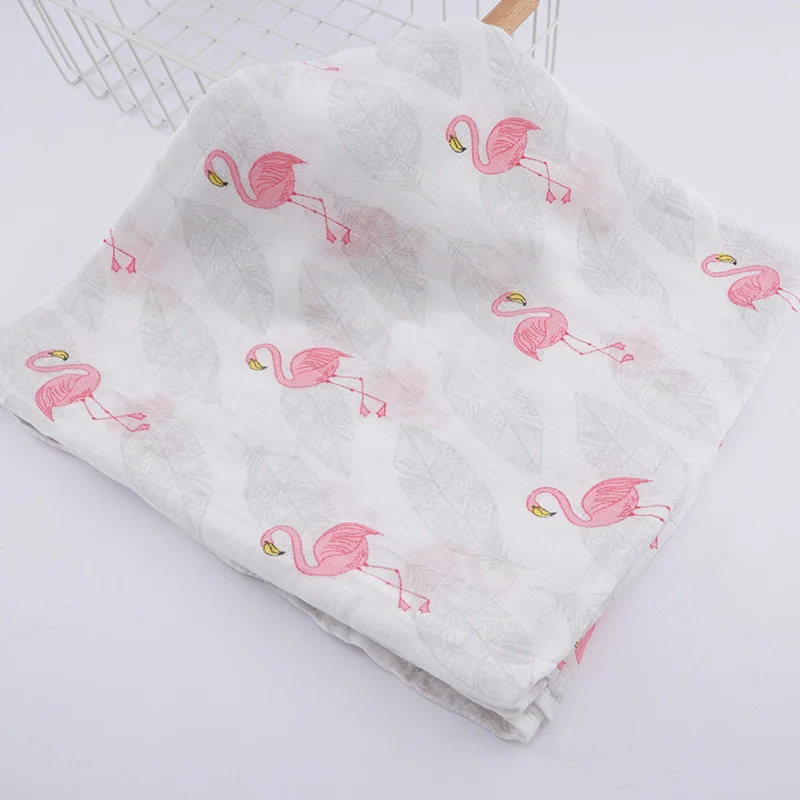 flamingo Muslinlife хлопковое детское бамбуковое одеяло, дышащее мягкое летнее одеяло для младенцев 120*120 см - Цвет: flamingo