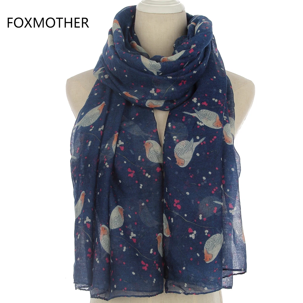 FOXMOTHER легкий мягкий модный бежевый серый Небесно-Голубой птица на дерево кольцо шарфы платки Петля Шарфы женские подарки