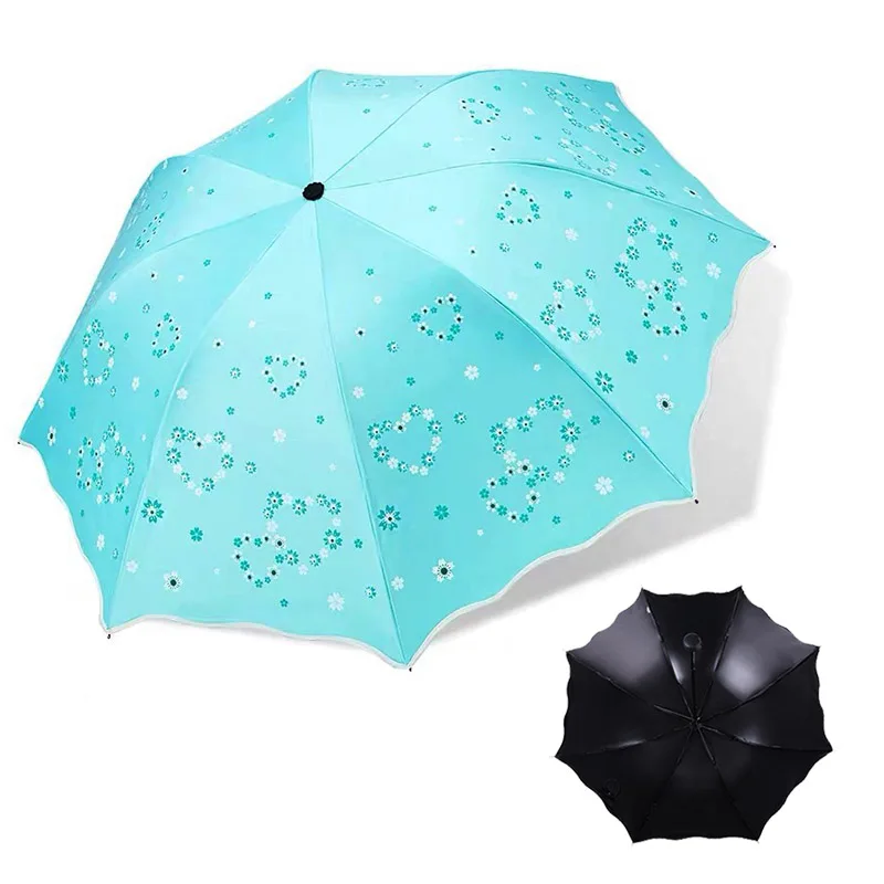 33533 Blue-green Качественный складной зонтик для женщин, брендовый, для путешествий, анти-УФ, ветрозащитный, дождевик, цветок, модификация, женский, солнцезащитный, для девочек, зонтик, карманные зонтики - Цвет: 33533 Blue-green