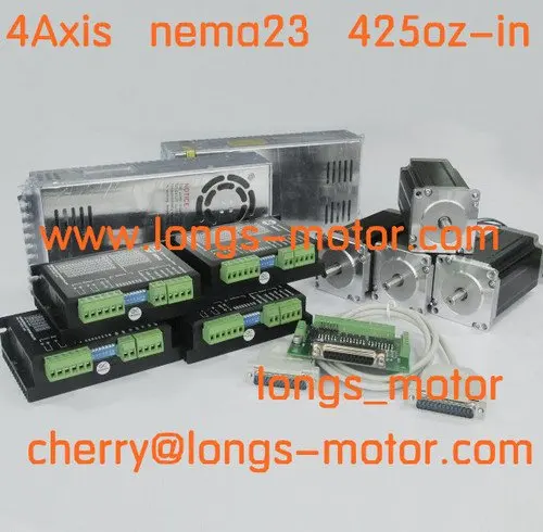 

4 Axis Nema 23 stepper motor 425 oz &stepper motor Driver DM542A controller board DB25 CNC--LONGS MOTOR