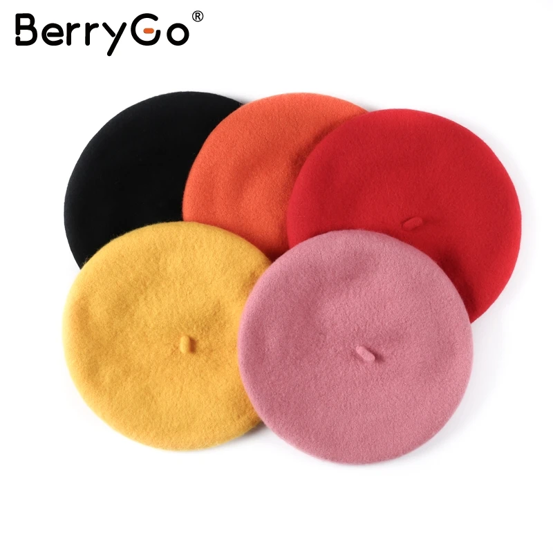 Зимний шерстяной женский берет шапка Кепка BerryGo Повседневная Уличная Черная